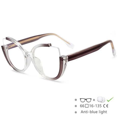 Brown color frame Ladies Cat Eye Large Frame Anti-Blue Light Glasses