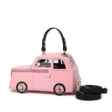 Pink Ladies Cute Cartoon Car Shaped Handbag