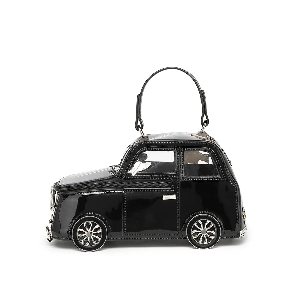 Black Ladies Cute Cartoon Car Shaped Handbag