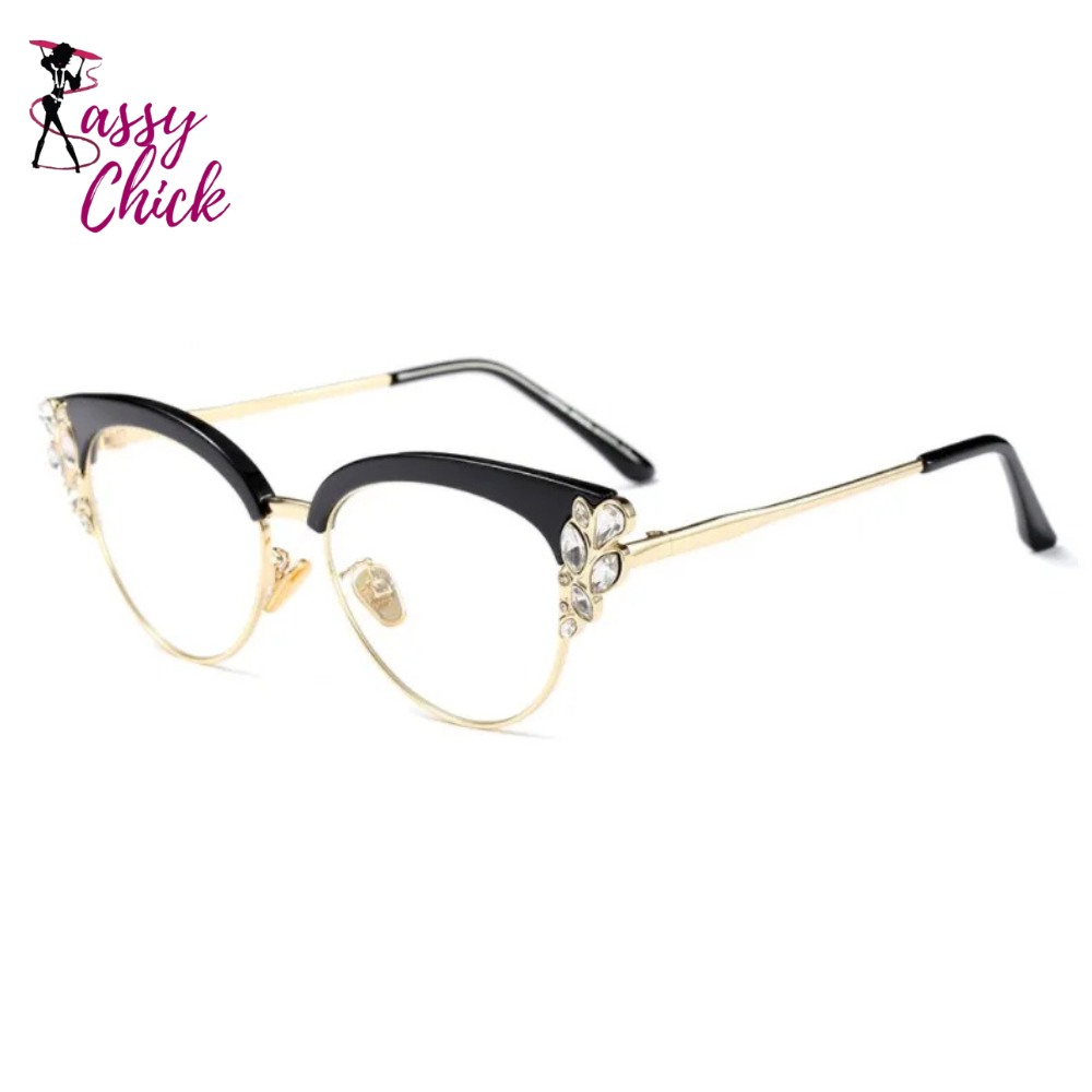 Ladies Diamond Cat Eyes Computer Glasses Sassy Chick Logo