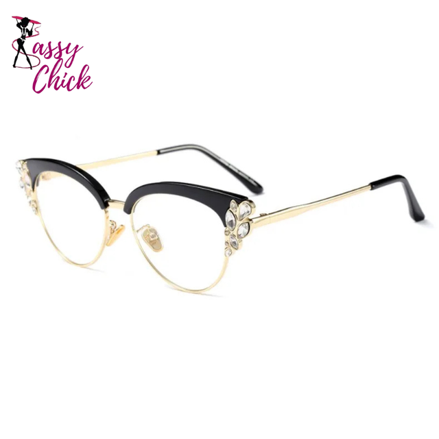 Ladies Diamond Cat Eyes Computer Glasses Sassy Chick Logo