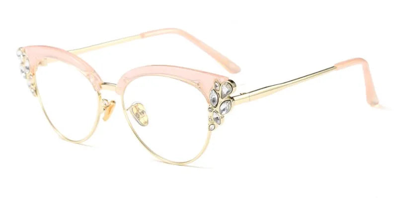Pink Ladies Diamond Cat Eyes Computer Glasses