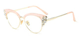 Pink Ladies Diamond Cat Eyes Computer Glasses
