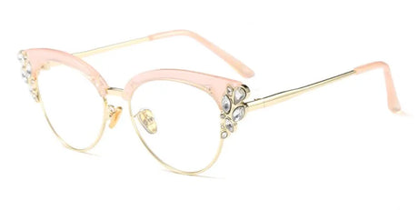 Pink Ladies Diamond Cat Eyes Computer Glasses