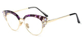 Purple Ladies Diamond Cat Eyes Computer Glasses