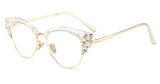 Transparent Ladies Diamond Cat Eyes Computer Glasses