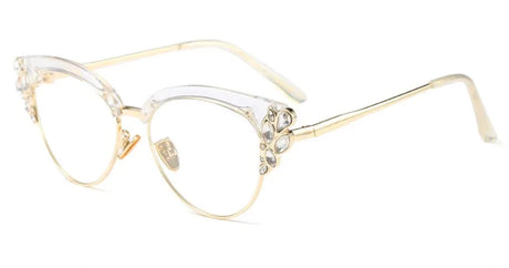 Transparent Ladies Diamond Cat Eyes Computer Glasses