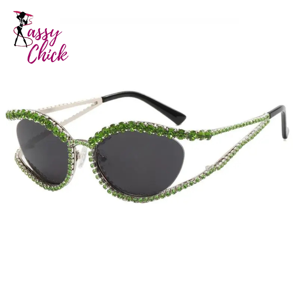 Ladies Diamond Hollow Concave Shape Sunglasses Sassy Chick Logo