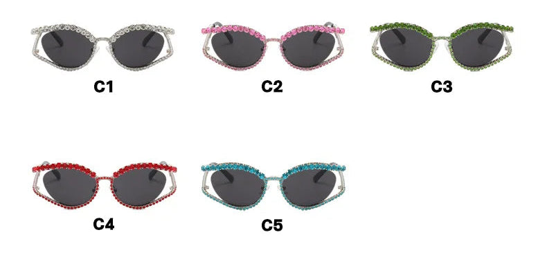 Collection of Ladies Diamond Hollow Concave Shape Sunglasses