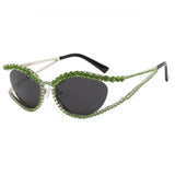 Green Ladies Diamond Hollow Concave Shape Sunglasses