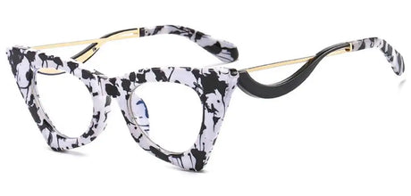 Ladies Floral Cat Eye Reading Glasses black white