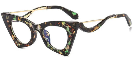 Ladies Floral Cat Eye Reading Glasses green black