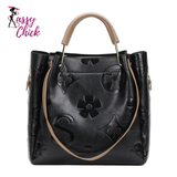 Ladies Leather Bucket Hobo Tote Large Handle Handbag Sassy Chick Logo