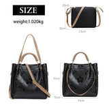 Size of Ladies Leather Bucket Hobo Tote Large Handle Handbag
