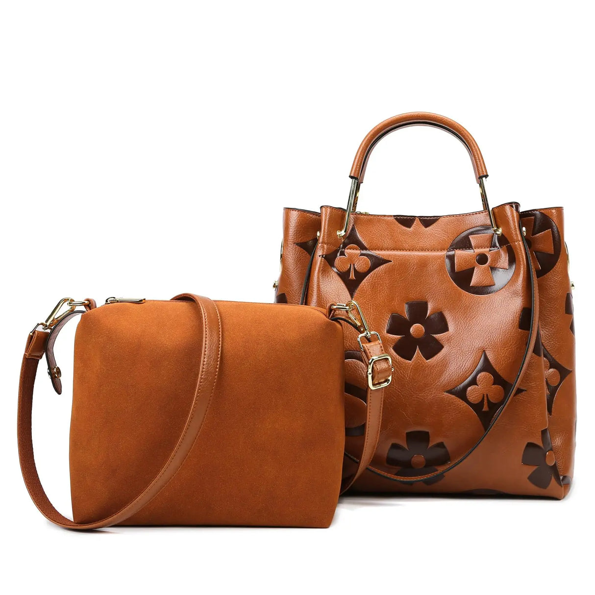 Brown Ladies Leather Bucket Hobo Tote Large Handle Handbag