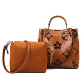 Brown Ladies Leather Bucket Hobo Tote Large Handle Handbag
