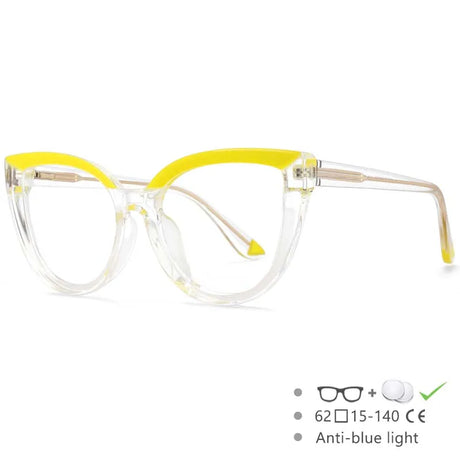 yellow frame Ladies Retro Large Frame Reading Glasses