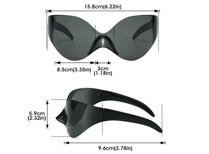 Size of Ladies UV400 Punk Goggle Sunglasses