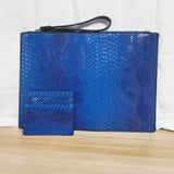 blue python handbag