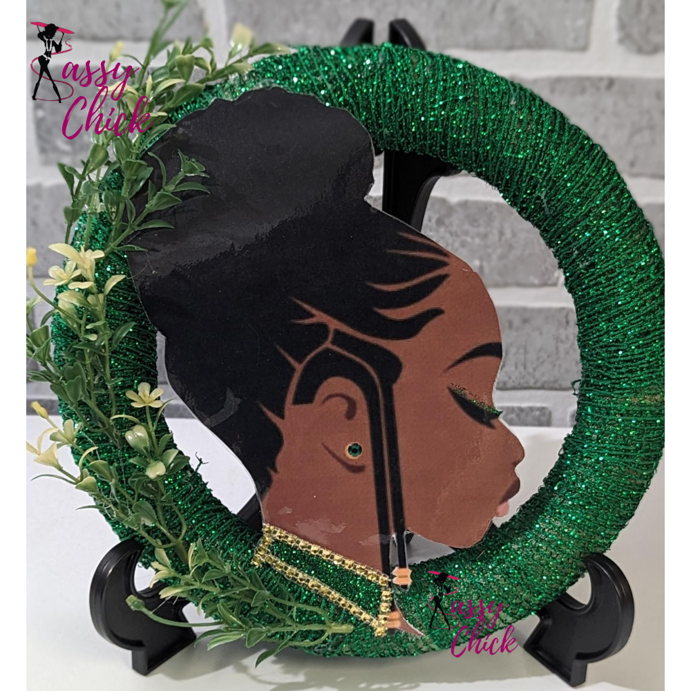 Lady in Green Wreath