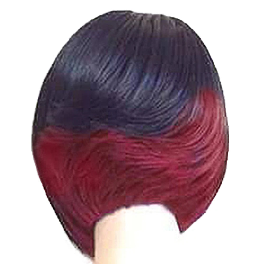 Lady Short Curly Bob Black Mixed With Red Synthetic Wigs