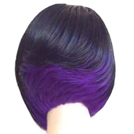 Lady Short Curly Bob Black Mixed With Purple Synthetic Wigs