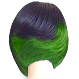 Lady Short Curly Bob Black Mixed With Green Synthetic Wigs