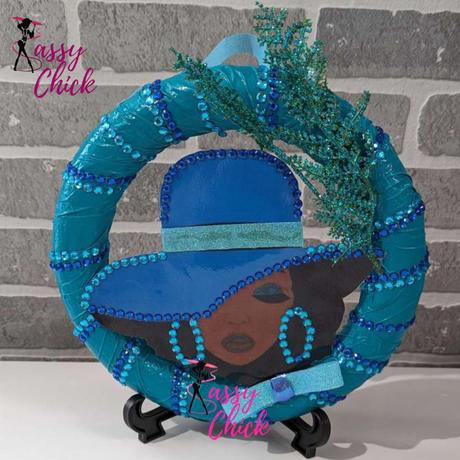 Lady Sky Blue Wreath Sassy Chick Logo