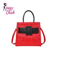 red black square handbag sassy chick logo