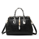 Black Large Capacity Leather Women's Bag