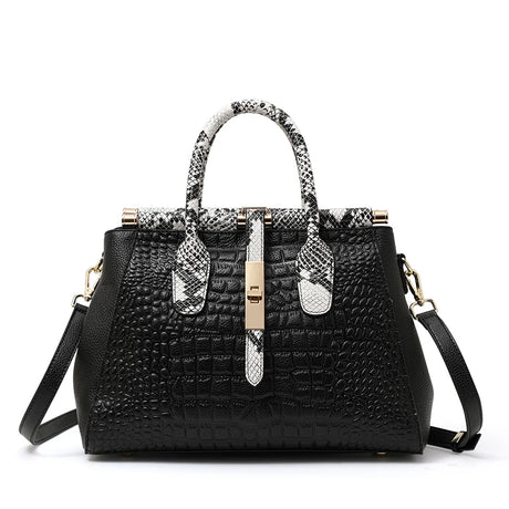 Black Large Capacity Leather Women's Bag