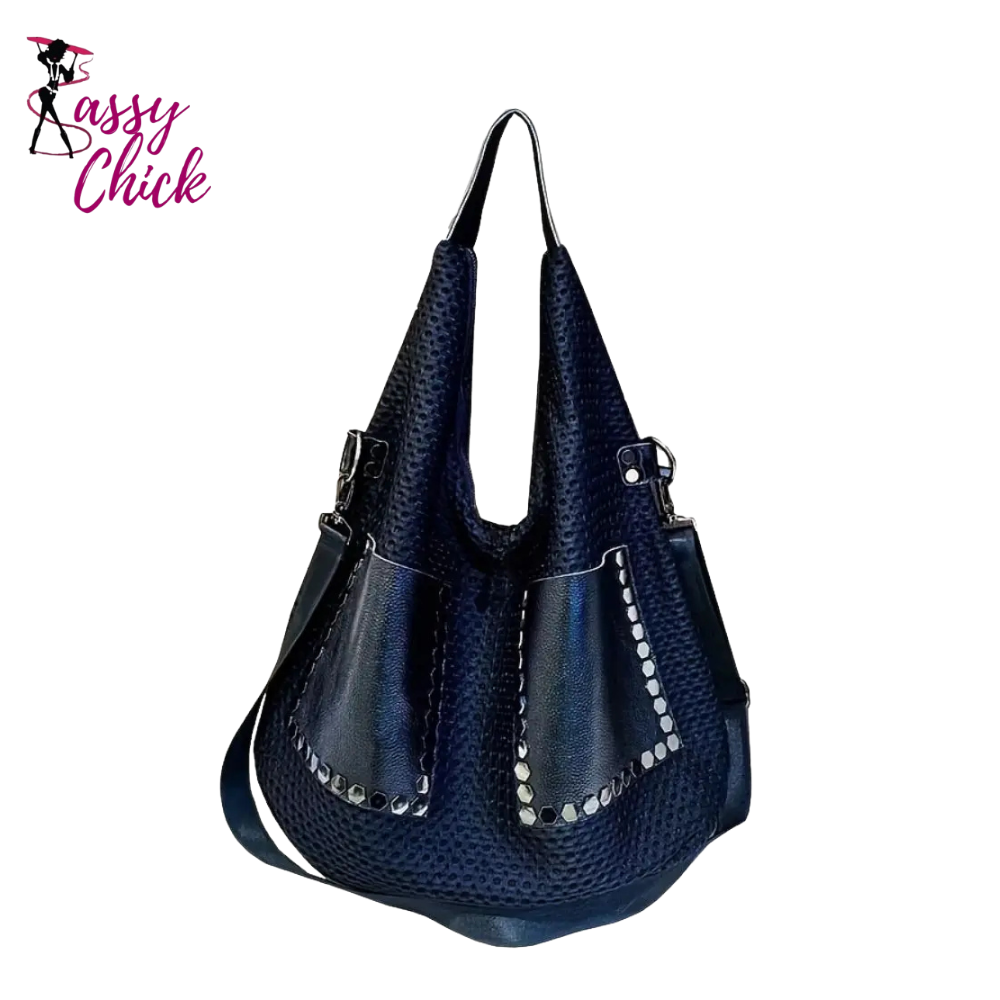 Large Capacity Retro Mesh Handbag Sassy Chick Logo