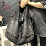 Large Capacity Retro Mesh Handbag Sassy Chick Logo