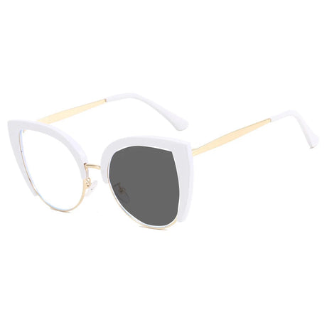 Large Cat Eye Anti Blue Light Photochromic Radiation Reading Glasses white photochromic lens
