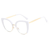 Large Cat Eye Anti Blue Light Photochromic Radiation Reading Glasses white clear lens