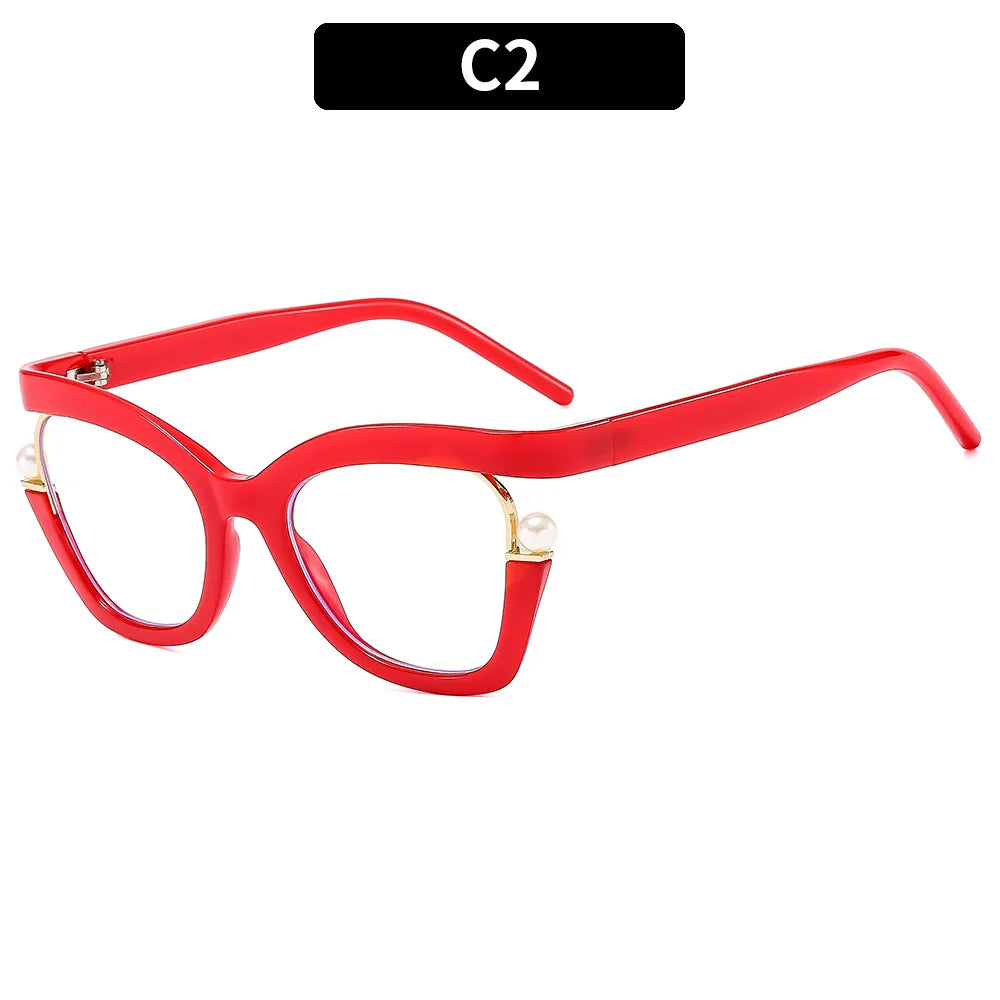 Red Large Frame Anti Blue Light Elegant Glasses