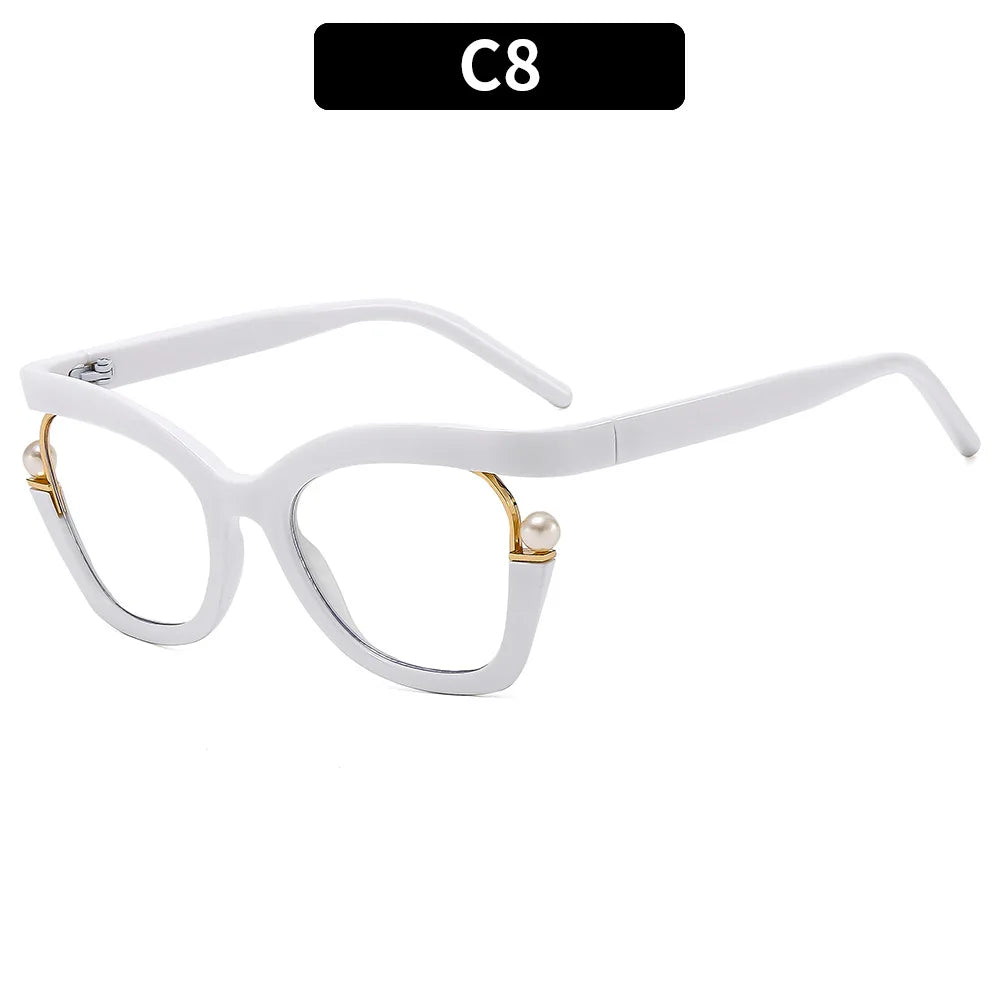 White Large Frame Anti Blue Light Elegant Glasses