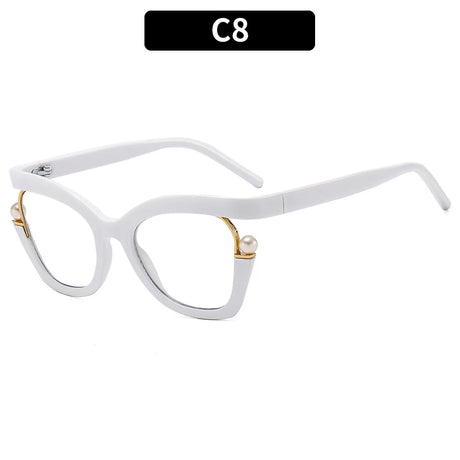 White Large Frame Anti Blue Light Elegant Glasses