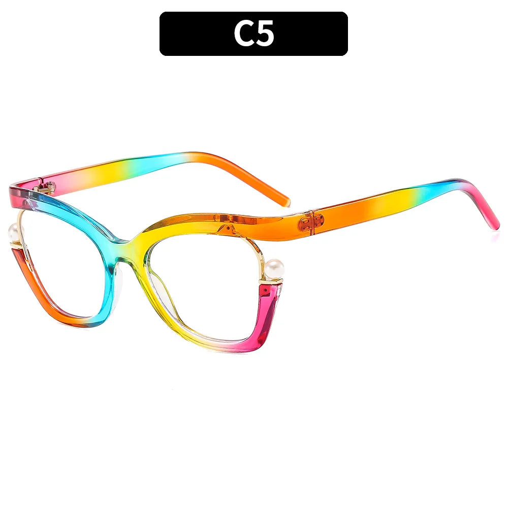 Multicolor Large Frame Anti Blue Light Elegant Glasses
