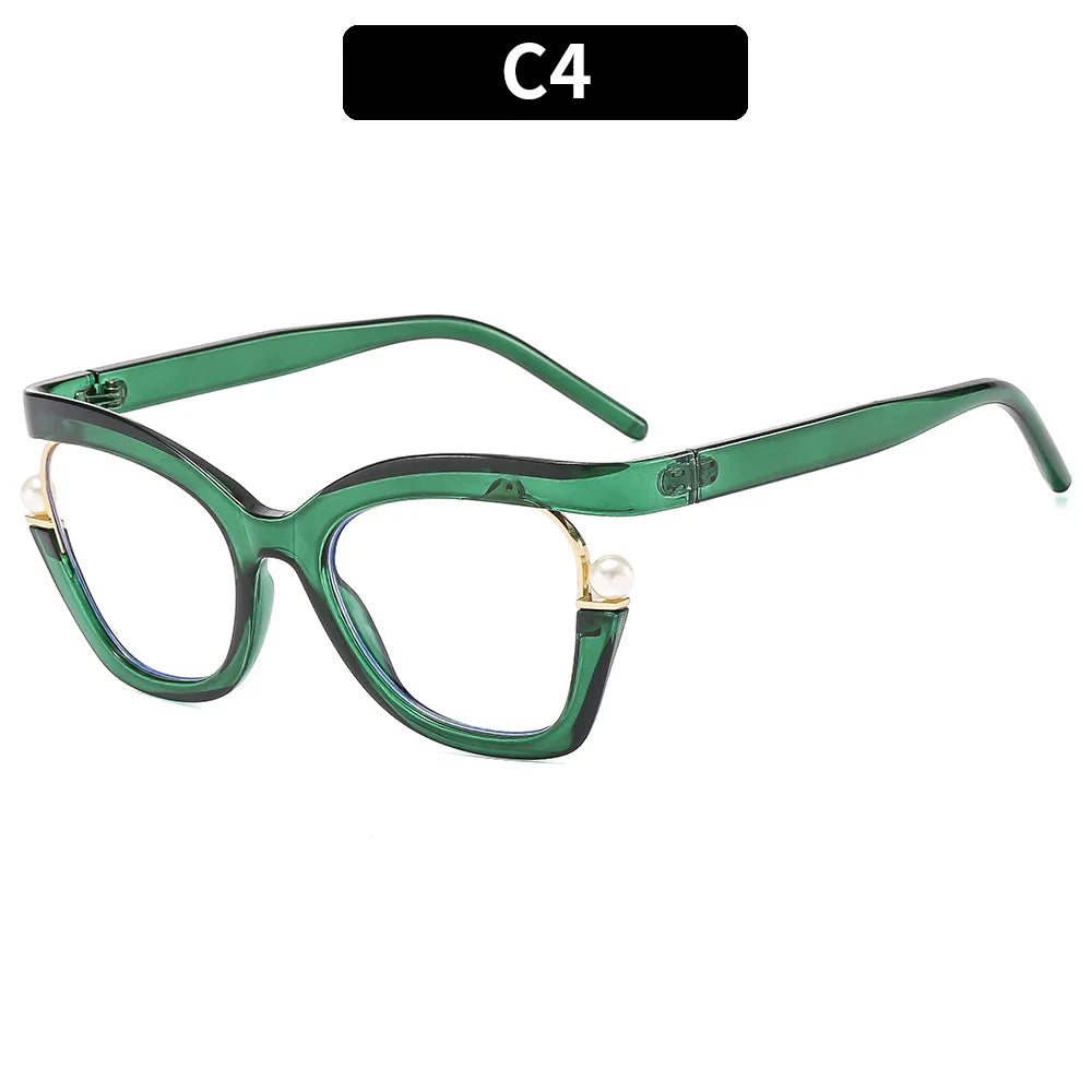 Green Large Frame Anti Blue Light Elegant Glasses