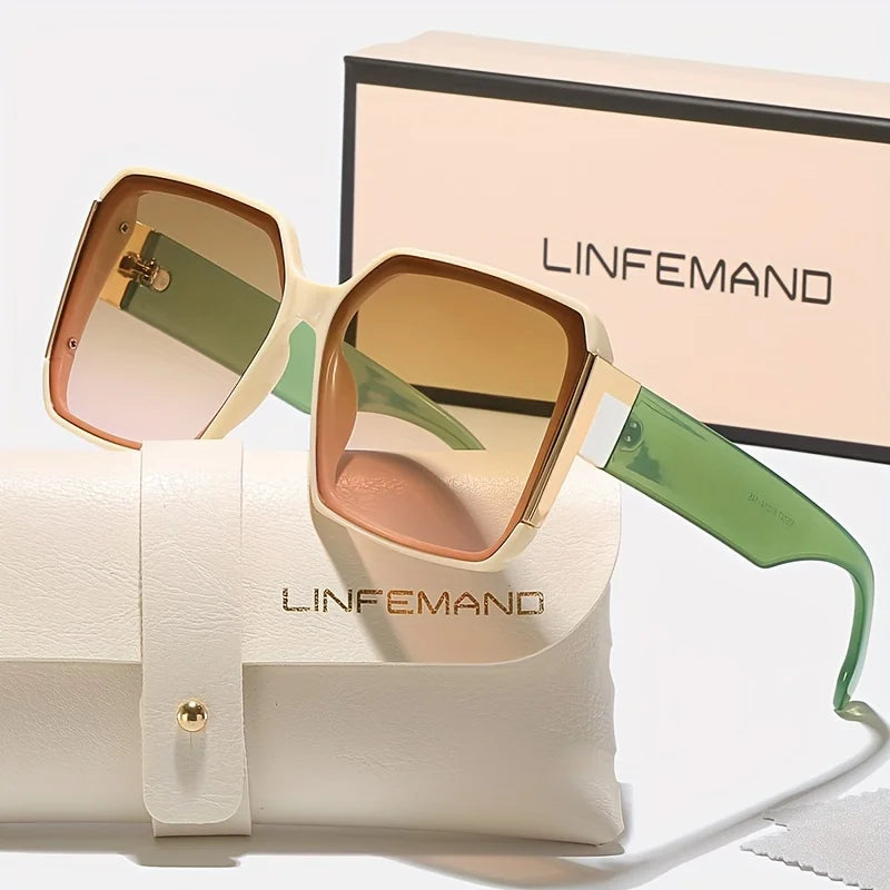 transparent green frame, brown lens
