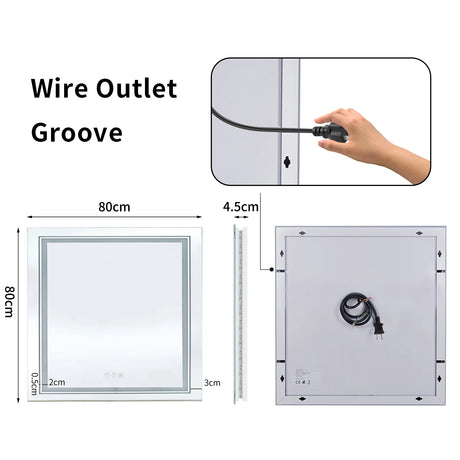 Large full-size RGB LED bathroom mirror with anti-fog and dimmable lighting, mounted vertically