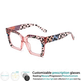 Pink Large Resin Presbyopia Square Leopard Reading Glasses