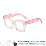 Pink Large Resin Presbyopia Square Leopard Reading Glasses