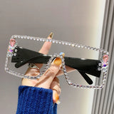 Large Rhinestone Anti-ultraviolet Diamond-set Sunglasses