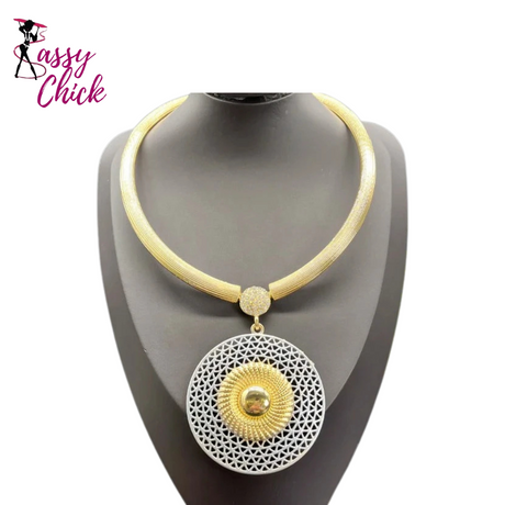 Large Round Pendant Necklace Set Sassy Chick Logo