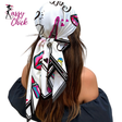 Large Satin Pink Black Heart Graffiti Print Head Scarf Sassy Chick Logo
