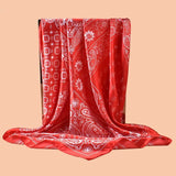 Red Large  Satin Scarf Beach Bandana