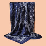 Blue Large  Satin Scarf Beach Bandana