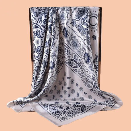 White Large  Satin Scarf Beach Bandana